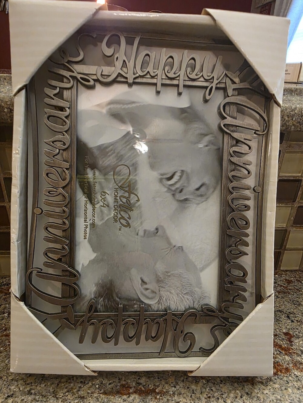 Fetco Silver 'Happy Anniversary' Decorative Picture Frame - 6 X 4